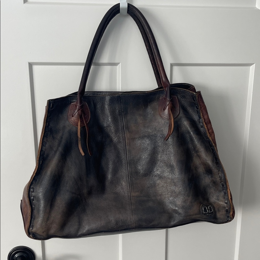 Bed Stu Brown & Black Leather Shoulder Bag